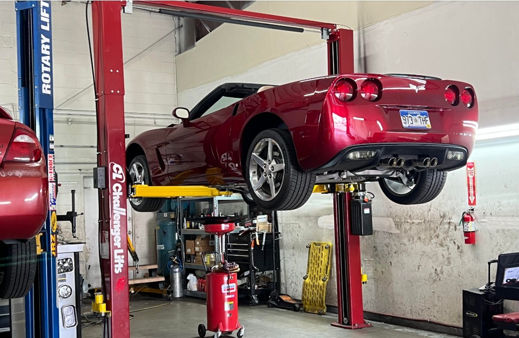 Corvette on the lift at C.A.R.S.