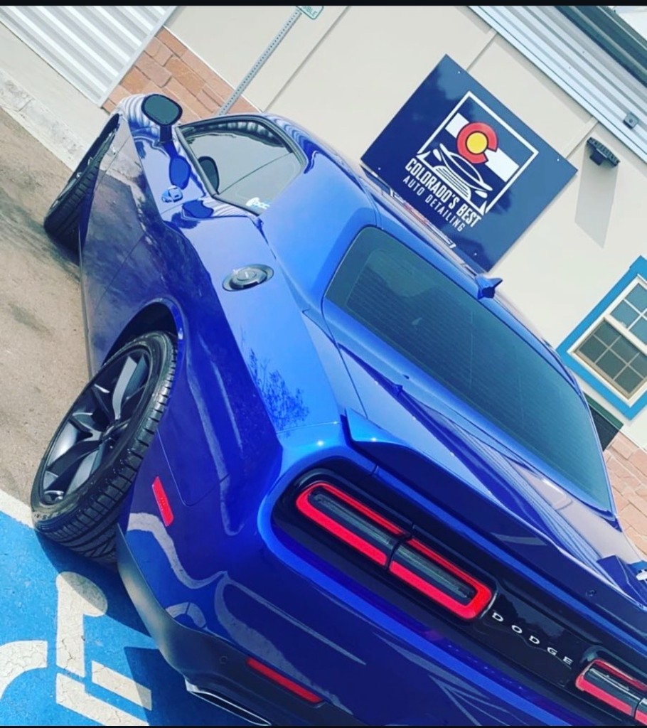 Blue Dodge Challenger detailed at Colorado's Best Auto Detailing